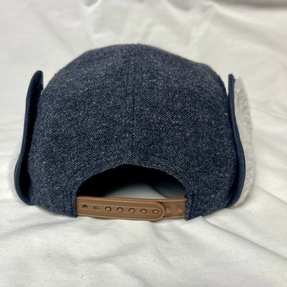 New KC Royals Trapper Hat Navy Blue Sherpa Ear Flap Snapback Wool Blend Baseball - Picture 6 of 8